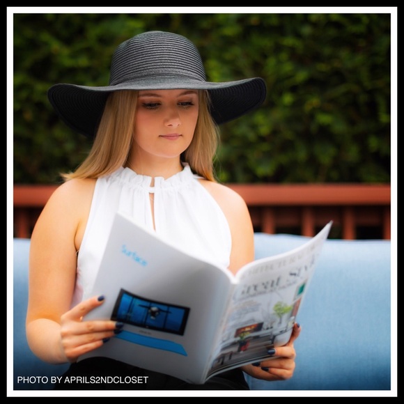 Black Floppy Wide Brim Oversized Fedora Panama Hat - Picture 2 of 8